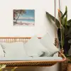 Palmboom - Schommel - Strand - Lucht tuinposter los doek klein -sfeer7
