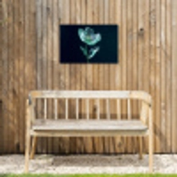 Bladeren - Bloem - Glazen - Donkerblauw Tuinposter op houten frame 2 cm dik klein -sfeer4