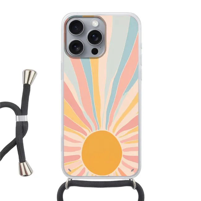 Telefoonhoesje met koord - Illustratie - Zon - Pastelkleuren