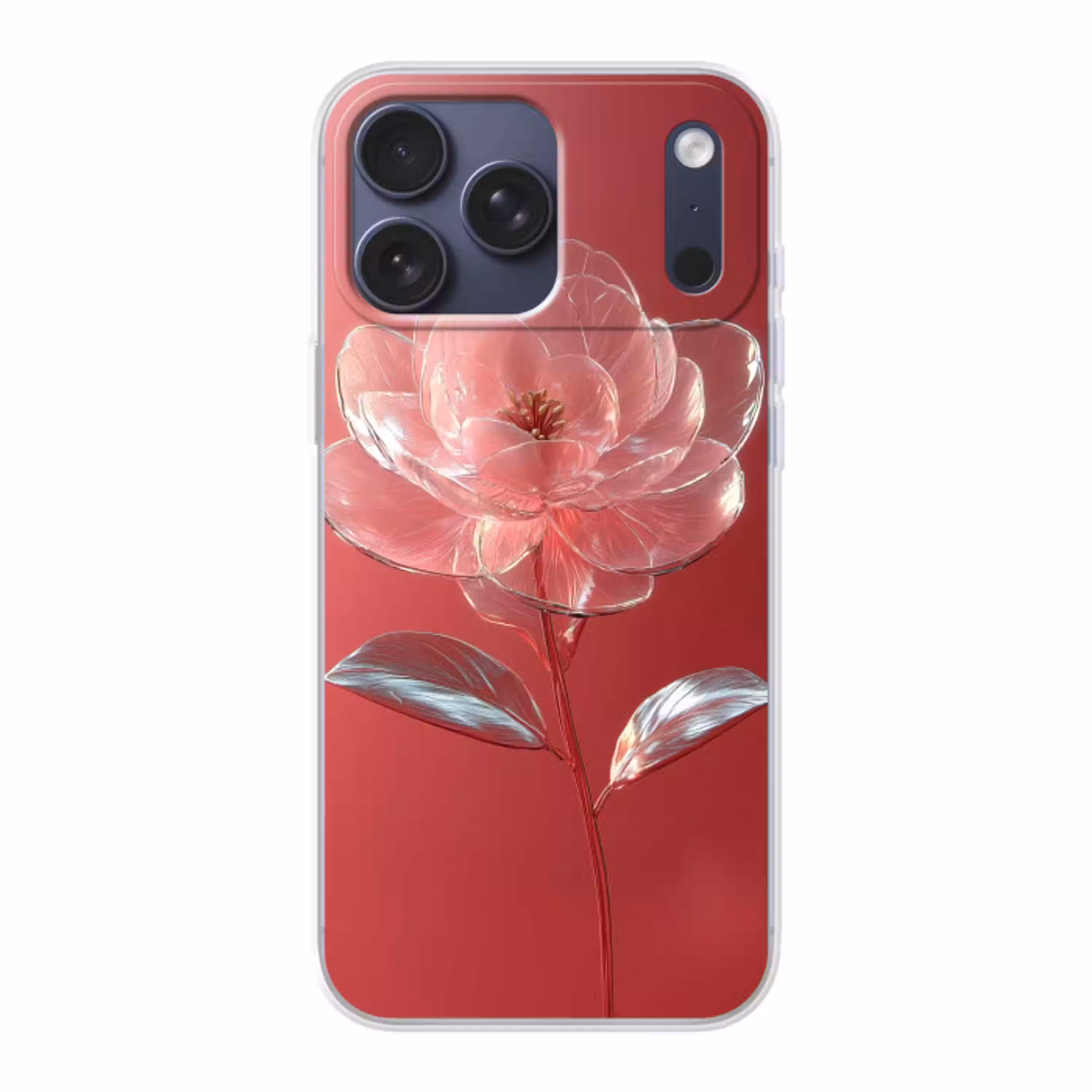 Sierlijk - Bloem - Roze - Glazen Telefoonhoesje iPhone 17 Pro Max klein -3d