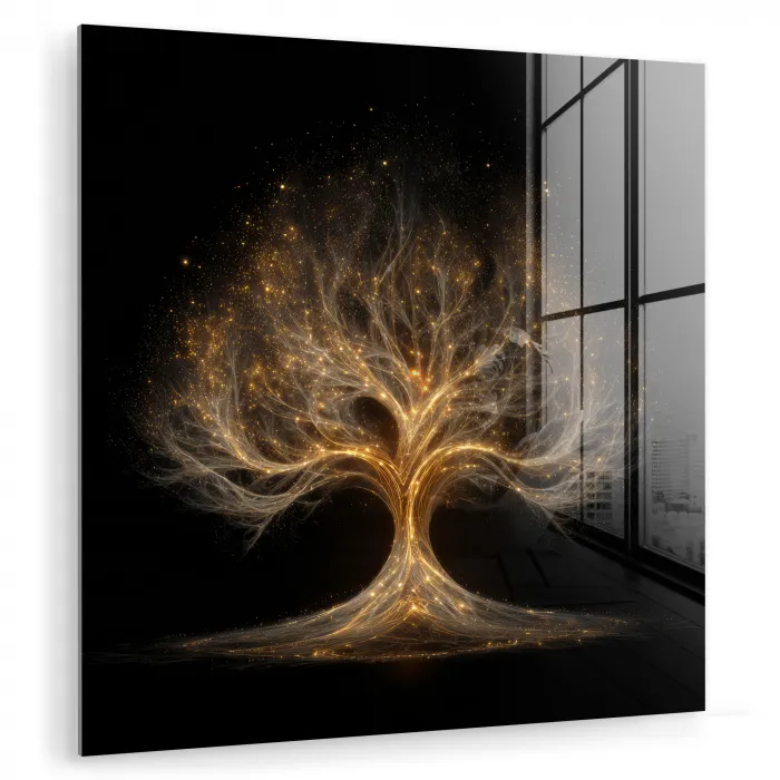 Lichtjes - Boom - Abstract - Zwart plexiglas 5mm klein -zzzproduct_nieuw