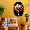 Wijn - Glas - Graffiti - Borrel - Rood - Verf Wandcirkel Ovaal Glas middel -sfeer4