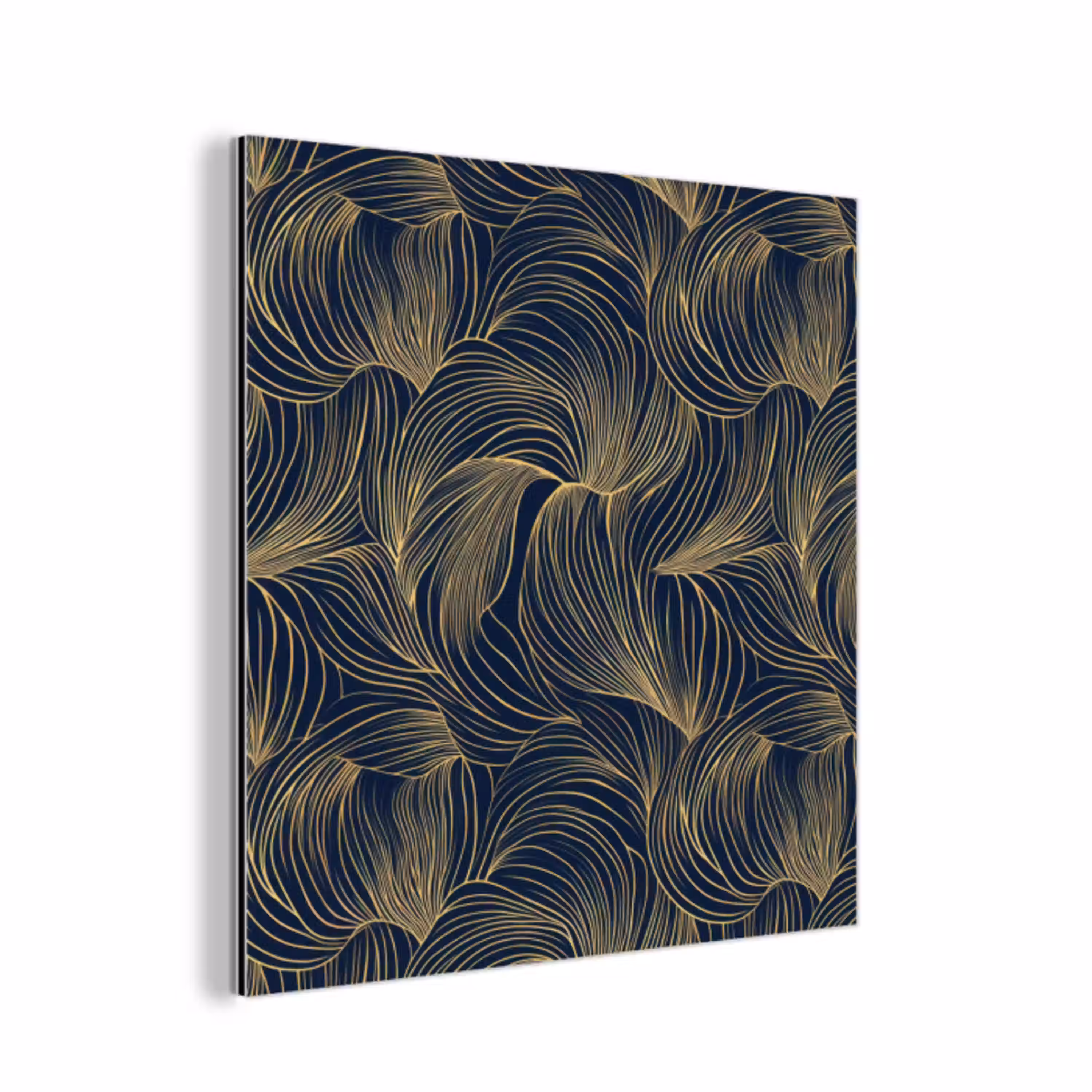 Abstract - Lijnen - Blauw - Goud aluminium wit klein 46 -3d