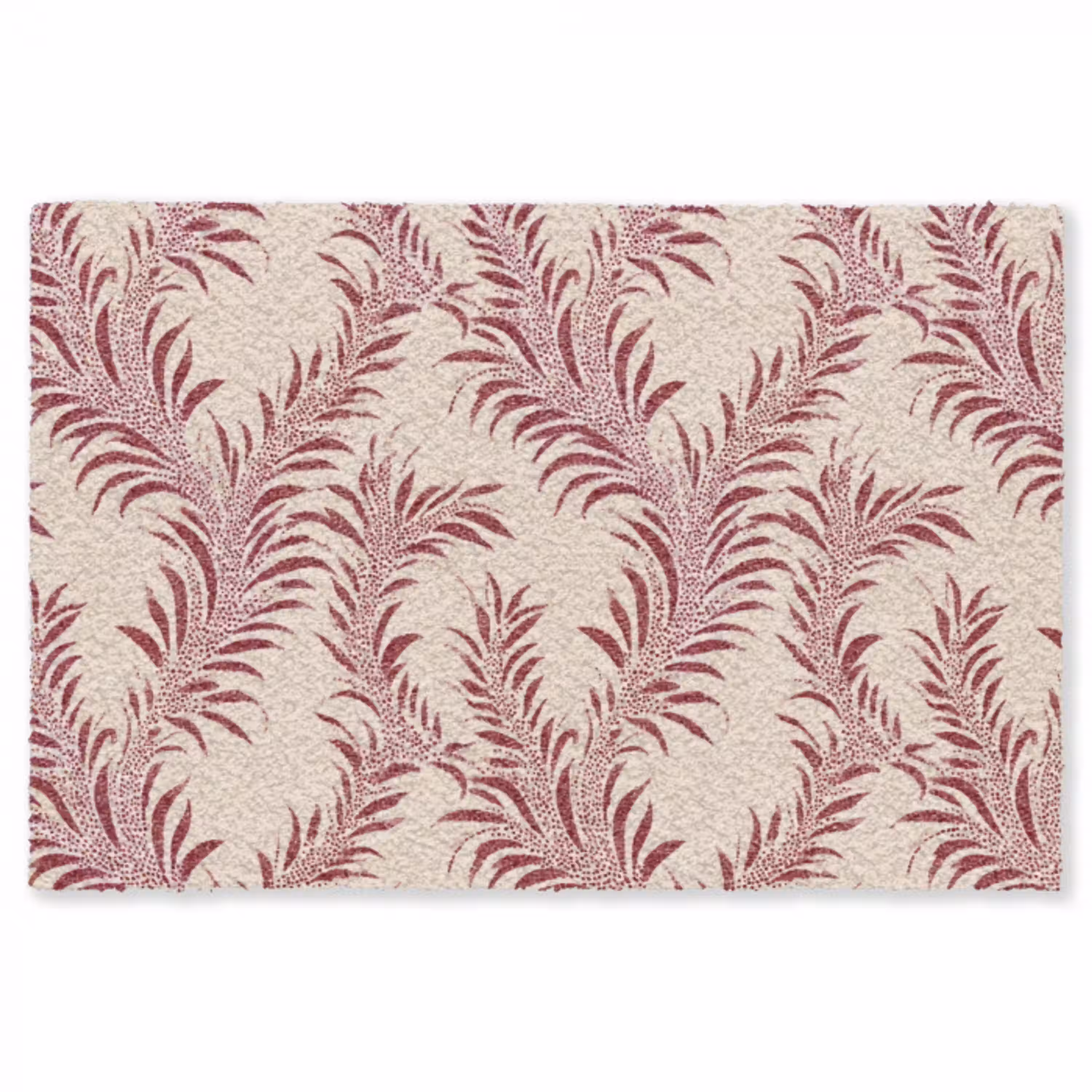 Bladeren - Linnen - Rood Vloerkleed Rechthoek klein 1091 -3d