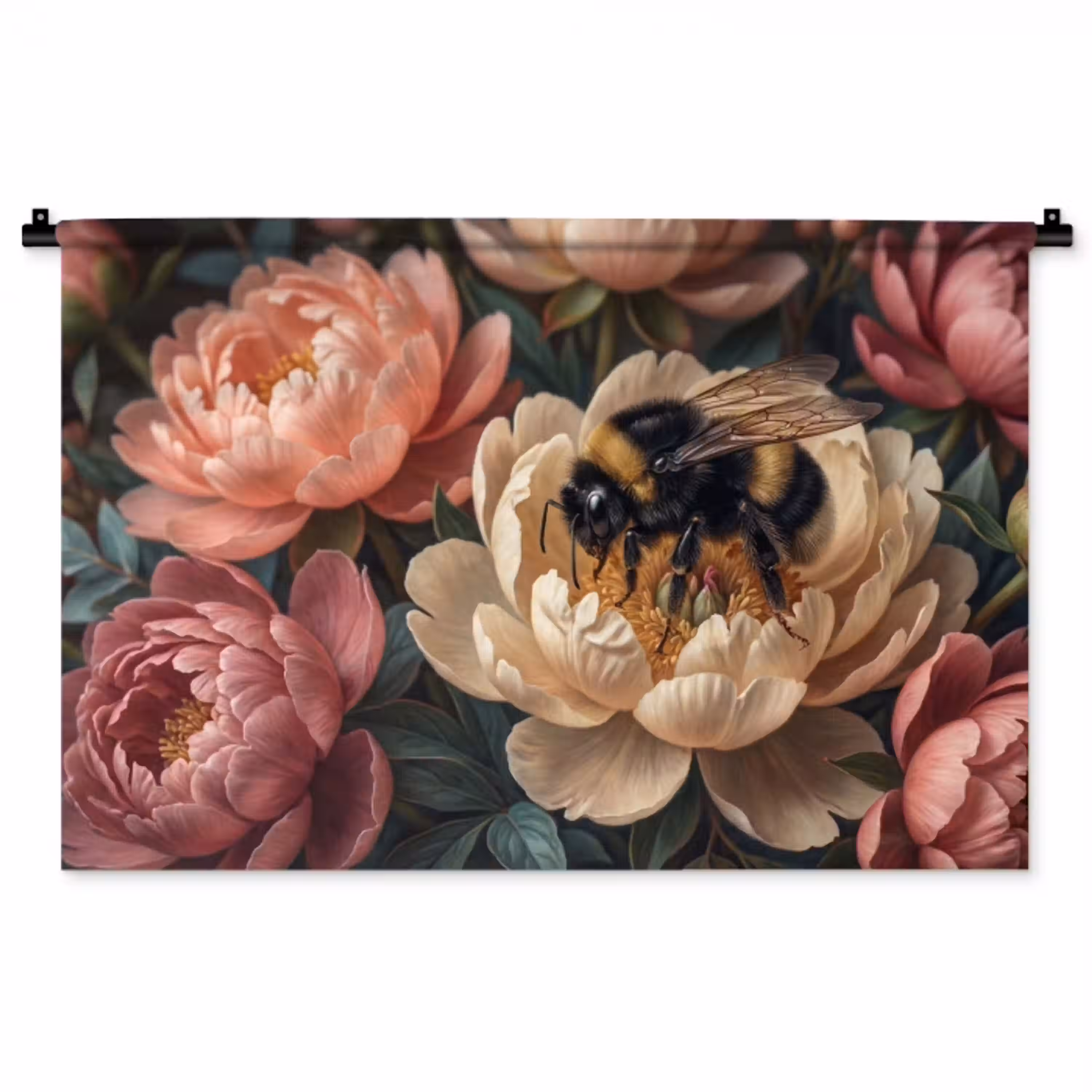 Bloemen - Insect - Natuur - Roze Wandkleed katoen middel -zz3d