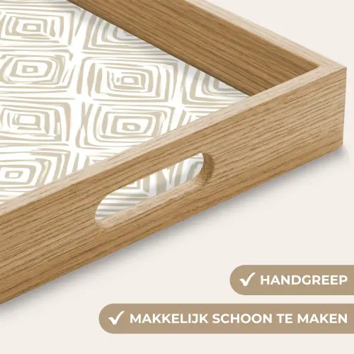 Abstract - Ruit - Beige Dienblad Rechthoek middel 911 -USP_HandgreepNL