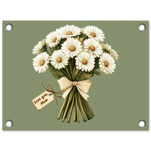 Lint - Boeket - Groen - Quote tuinposter los doek klein -3d