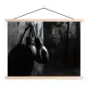 Bokshandschoenen - Muur - Duister - Zwart textielposter latten blank klein -3d
