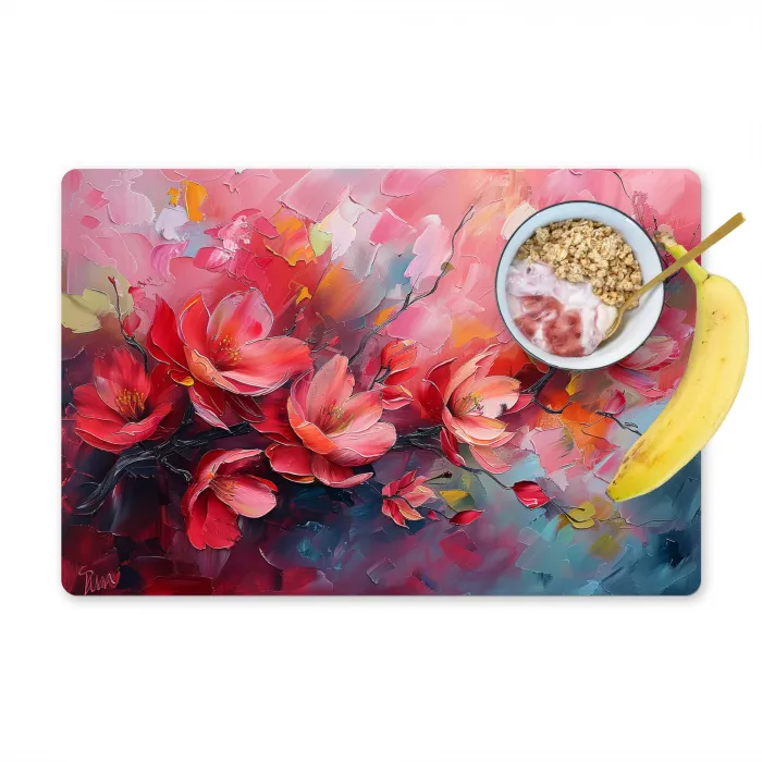 Bloemen - Roze - Natuur- Kunst - Abstract Placemat vinyl groot -zzzproduct_Kitchenyeah-website