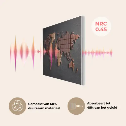 Wereldkaart - chocola - Smakelijke uitstraling PET vilt klein -USP_NL