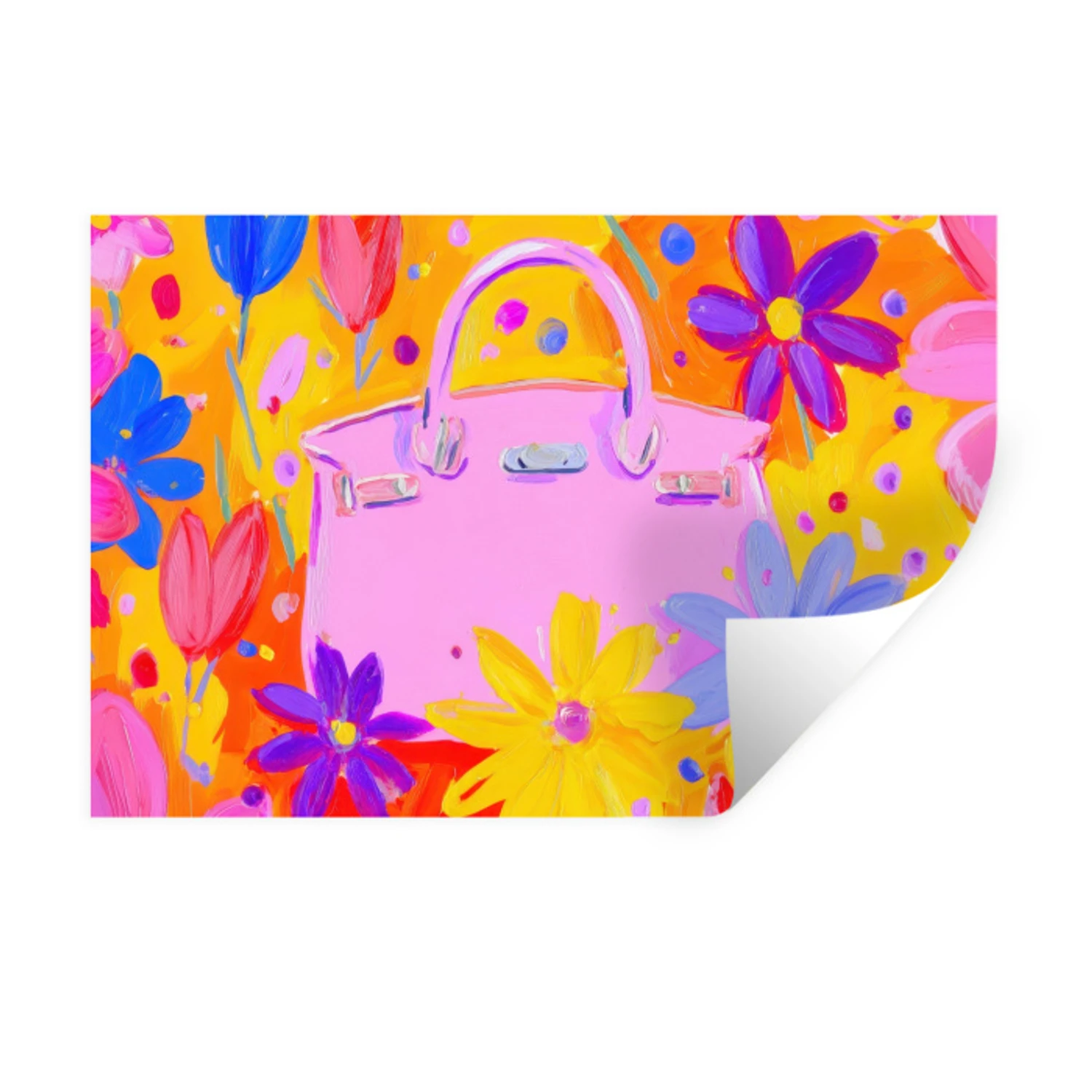 Sticker mural – Sac - Rose - Fleurs | Décoration murale | HelloDeco.fr