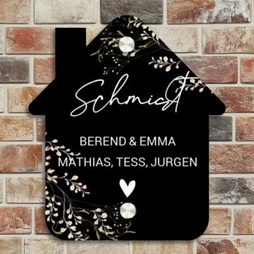 Botanisch - Zwart - Sierlijk Naambord Huisje klein -sfeer6
