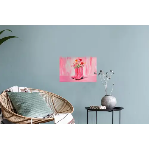 Roze - Bloemen - Cowboy Muursticker klein -plant
