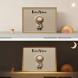 Leeuw - Oranje bloemen - Vriendelijk Light Box met batterij (Wandlamp kind) middel -sfeer3_kind
