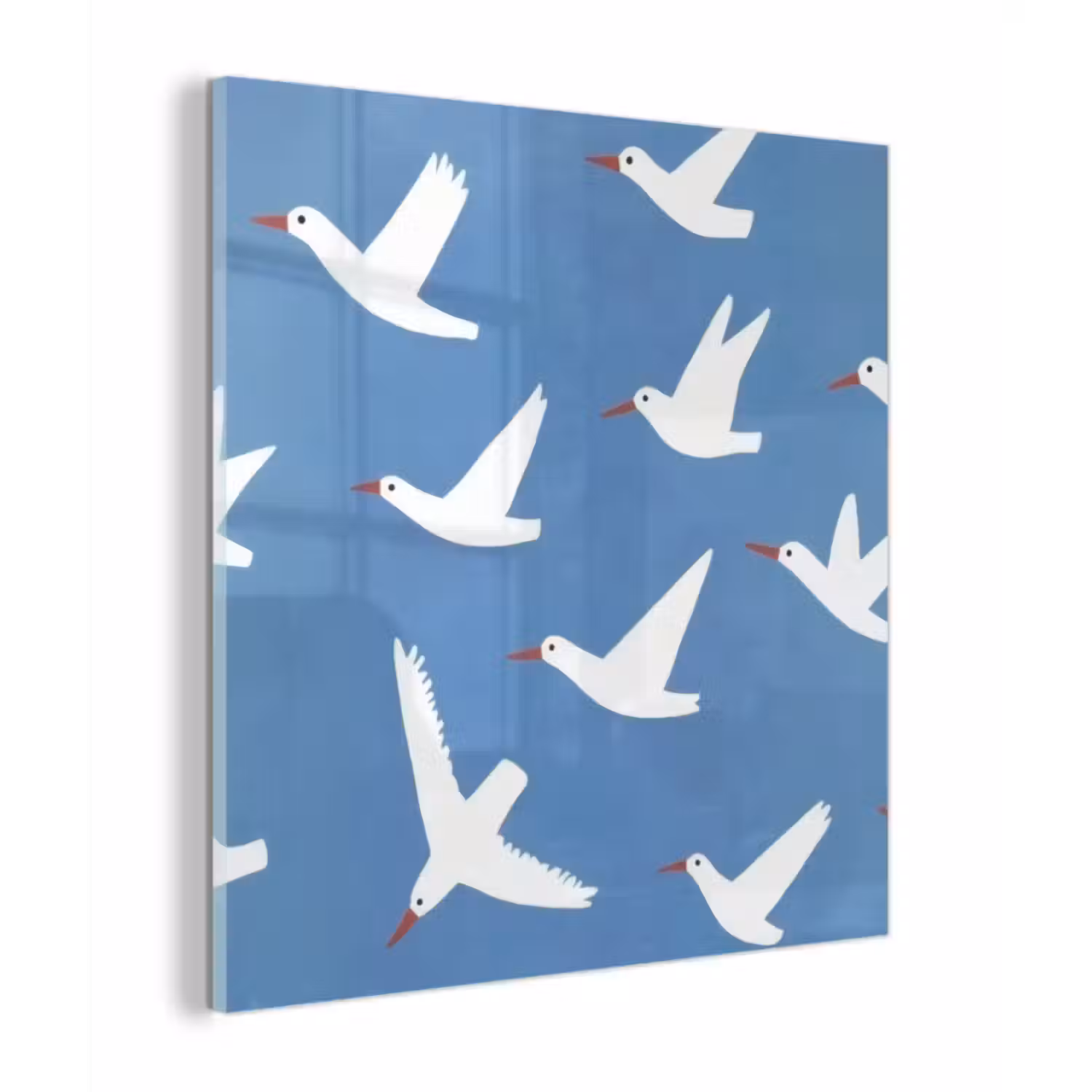 Glas schilderij - Vogels - Wit - Patroon