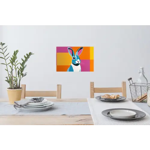Haas - Kleurvakken - Oren - Roze Muursticker klein -eettafel