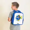 Blauwe vis met gele vinnen en vrolijke blik Kinderrugzak - Blauw middel -sfeer2