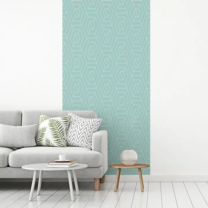 Turquoise - Patroon - Lijnen fotobehang vinyl groot 64 -woonkamer