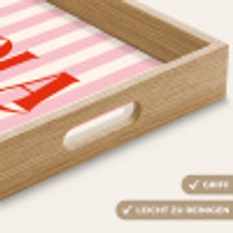 Hola - Quote -  Strepen - Pastel - Roze - Rood - Wit Dienblad Rechthoek middel -USP_HandgreepDE