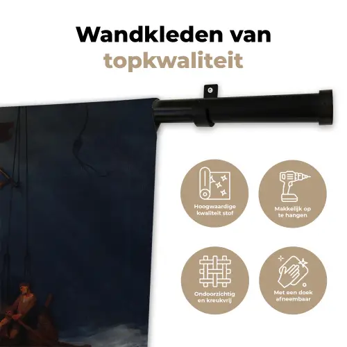 De storm op het meer van Galilea - Rembrandt van Rijn Wandkleed katoen klein -sfeer2