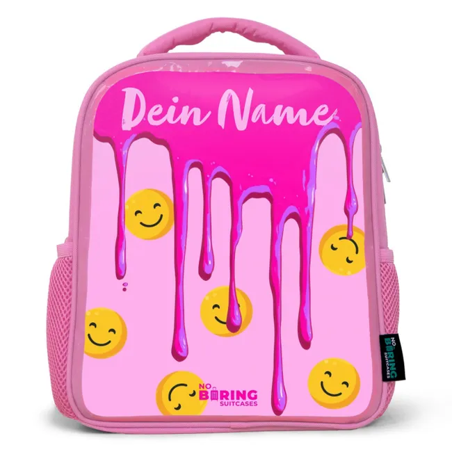 Kinderrucksack mit Name - Rosa - Farbe - Smiley - Rosa