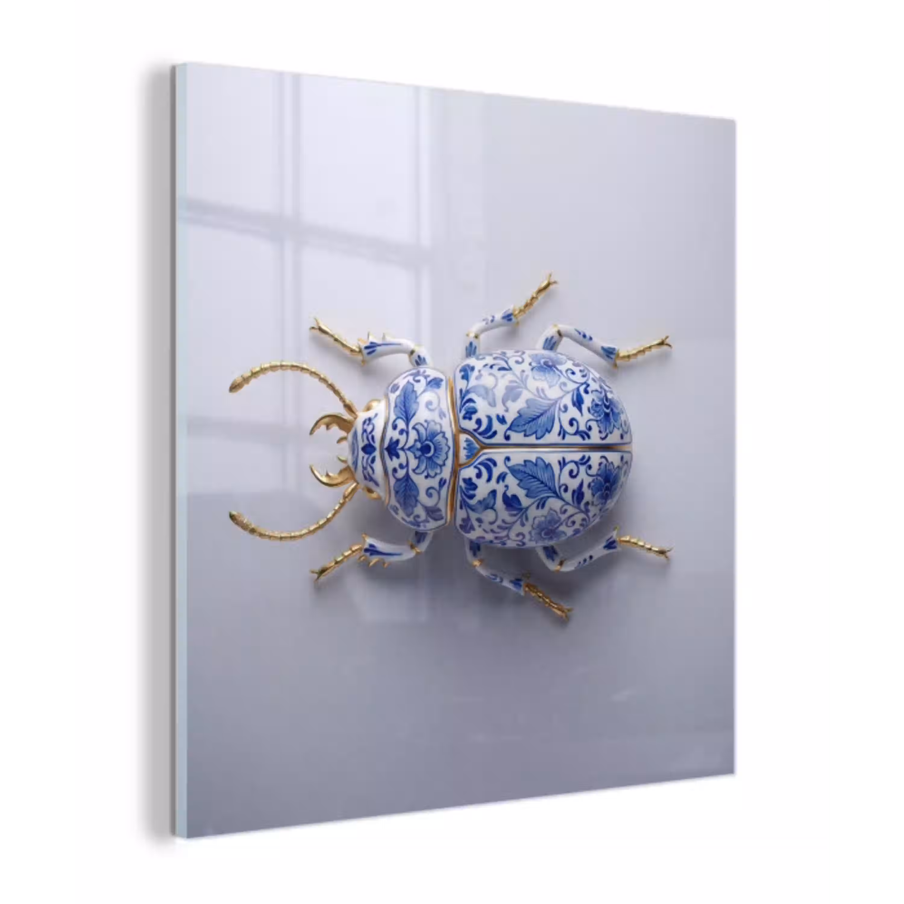 Kever - Delfts  - Blauw - Goud plexiglas 5mm klein -z3d