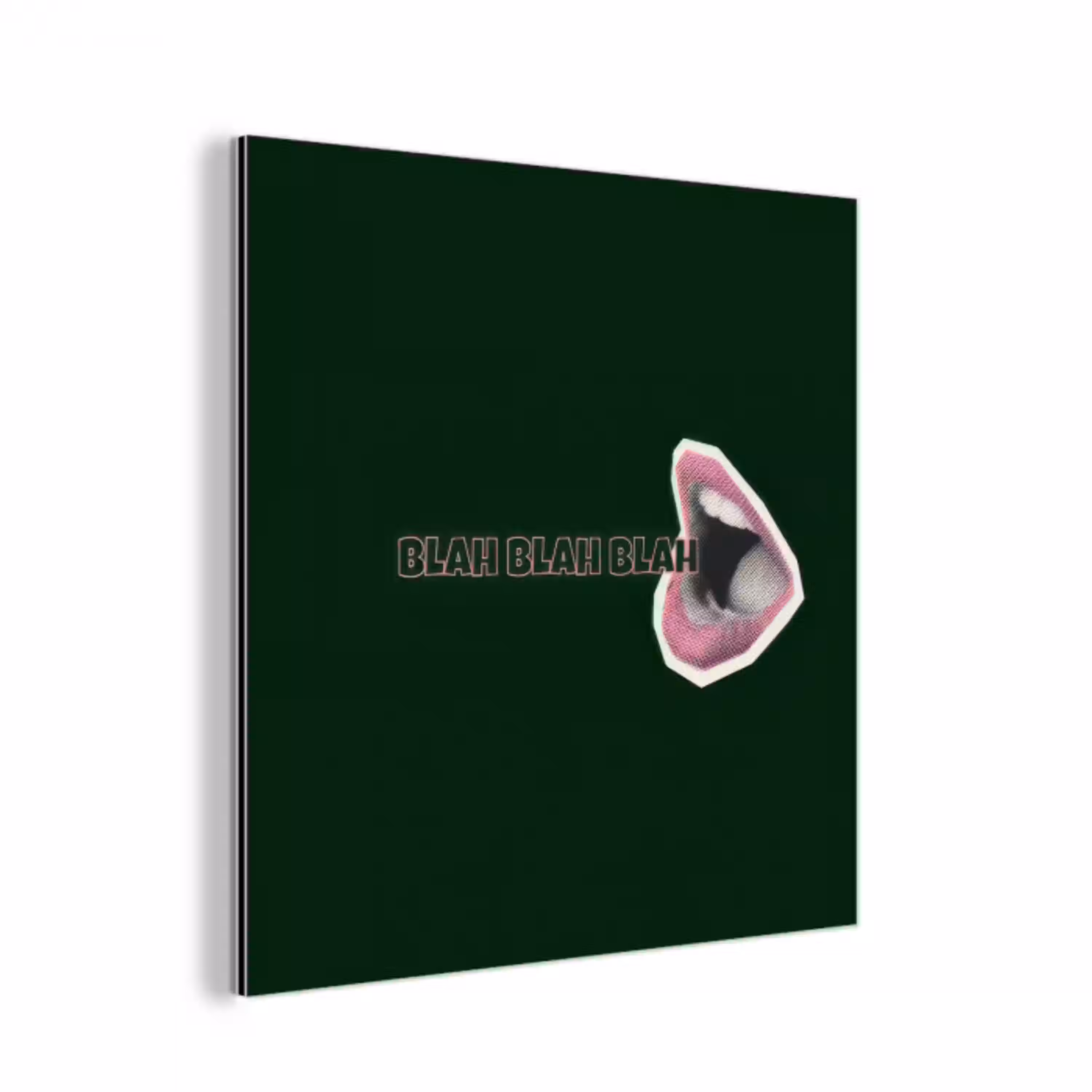 BLAH BLAH BLAH - Mond - Groen aluminium wit klein -3d