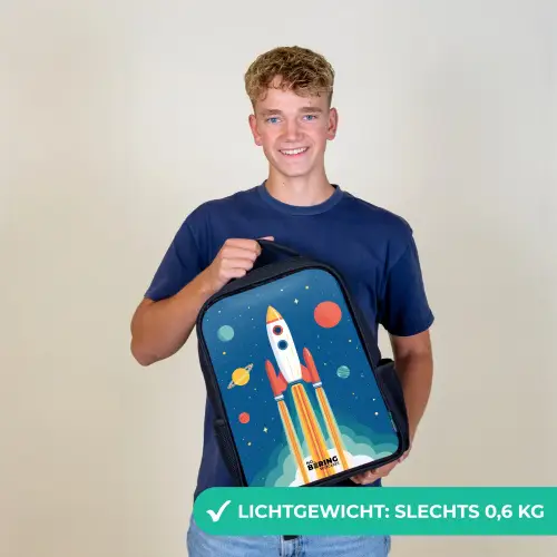 Raket - Planeet - Sterren - Veelkleurig Rugzak - Zwart middel -sfeer7_NL