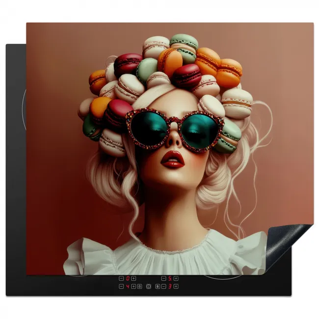 Vrouw - Macarons - Bril Inductie beschermer vinyl 3mm middel -3d