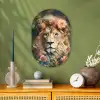 Leeuw - Leeuwenkop - Wilde dieren - Bloemen Wandcirkel Ovaal Forex klein -sfeer2