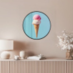 Bolletjes - Schepijs - Hoorntje - Blauw Fotolijst rond zonder passe partout klein -sfeer3
