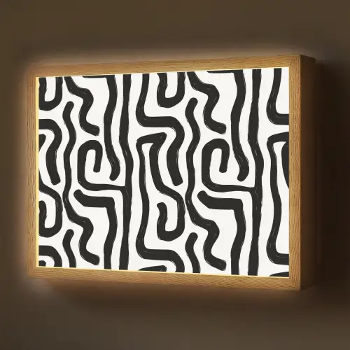 Modern - Lijnen - Zwart Light Box met batterij (Wandlamp) middel 907 -z3d_website