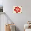 Rode hibiscusbloem - Textuur achtergrond - Beige tuinposter los doek klein -sfeer8