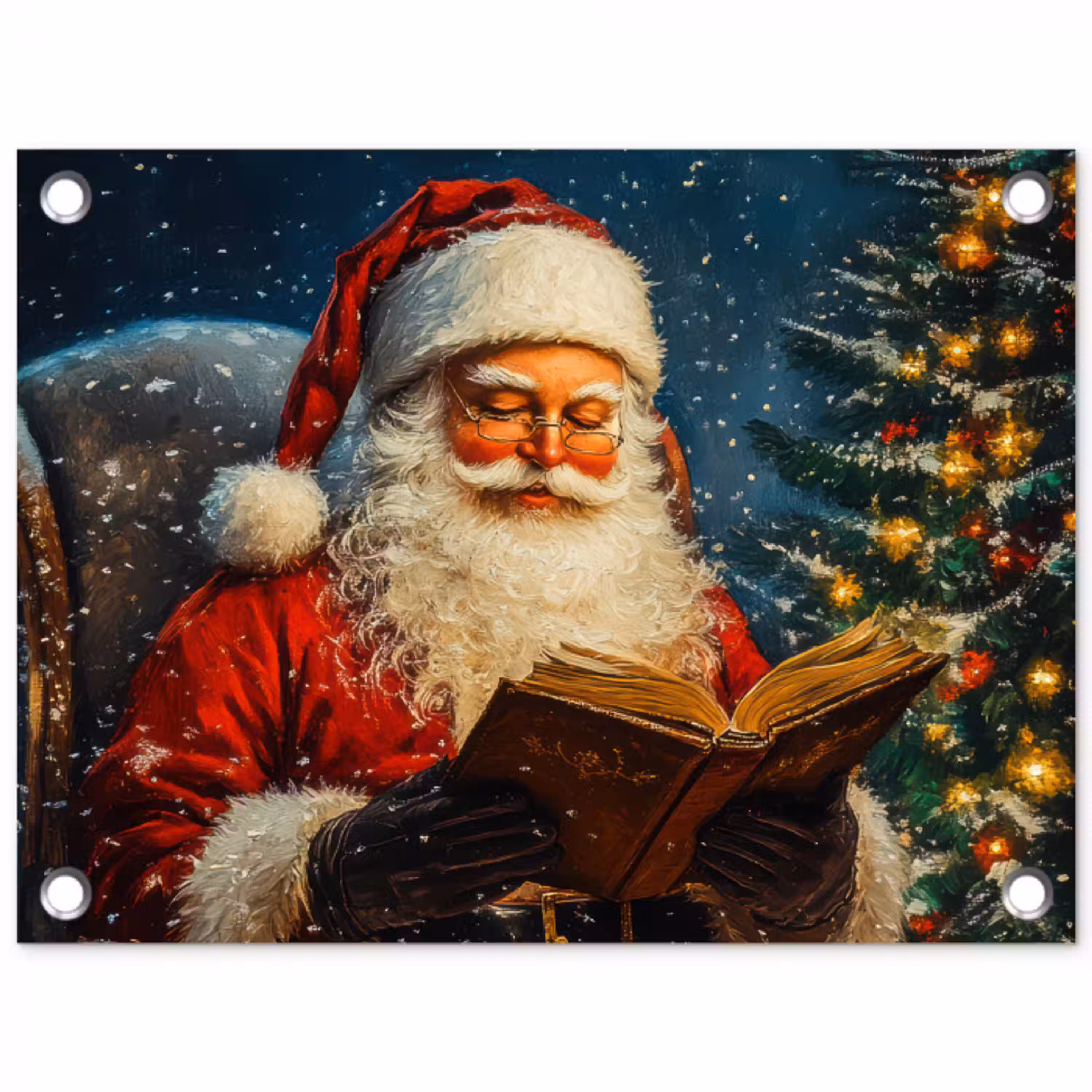 Kerstman - Kerst - Winter - Kerstboom tuinposter los doek klein -3d