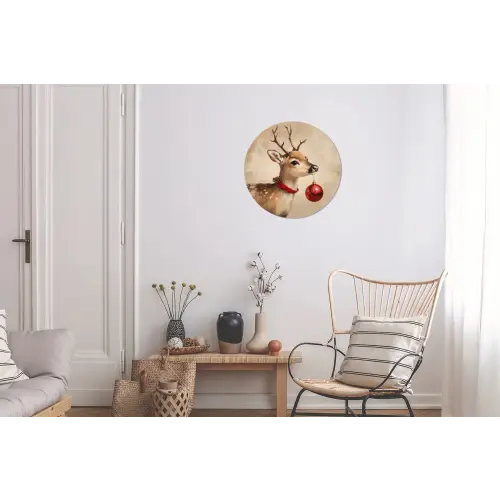 Kerst - Hert - Gewei - Kerstbal - Rendier Wandcirkel aluminium klein -woonkamer