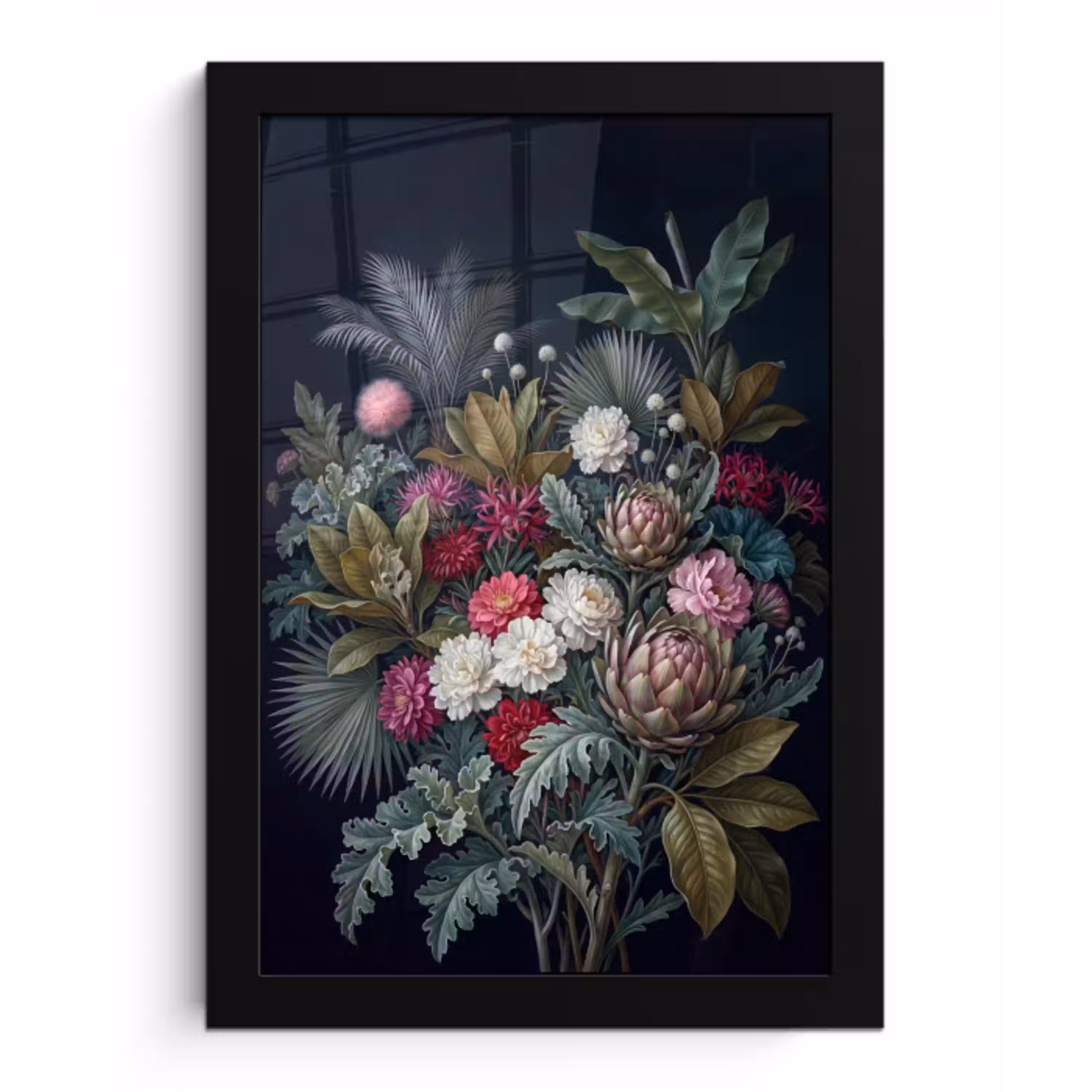 Planten - Tropisch - Botanisch - Donker - Groen fotolijst zwart zonder passe partout klein -3d