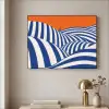 Fietser - Heuvels - Strepen - Blauw Textielframe zwart klein -sfeer2