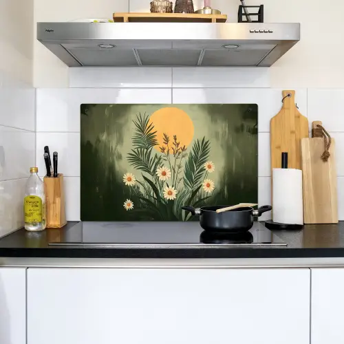 Bloemen - Bladeren - Zon - Groen Inductie beschemer met haakjes klein -sfeer2
