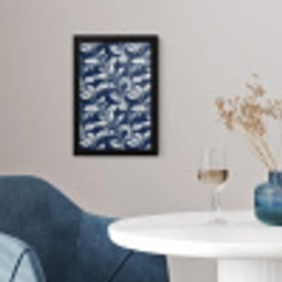 Botanisch - Patroon - Blauw fotolijst zwart zonder passe partout klein 224 -sfeer4