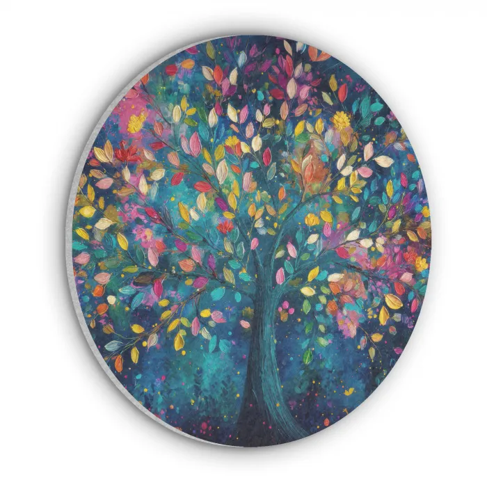 Kleurrijk - Boom - Magisch - Abstract Akoestische PET Vilt - Rond klein -3d
