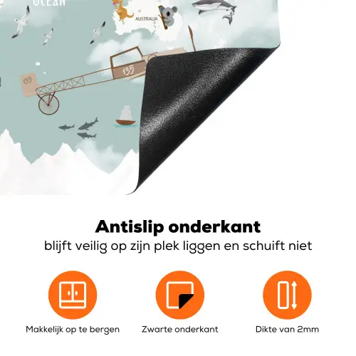 Wereldkaart - Kind - Vliegtuig Inductie beschermer vinyl 3mm klein -zzzzzzz-td-onderkant
