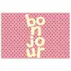 Bonjour - Stippen - Roze- Geel poster papier klein -3d
