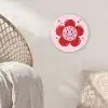 Bloem - Roze - Hartjes Wandcirkel kunststof plaat 5mm dik klein -sfeer5