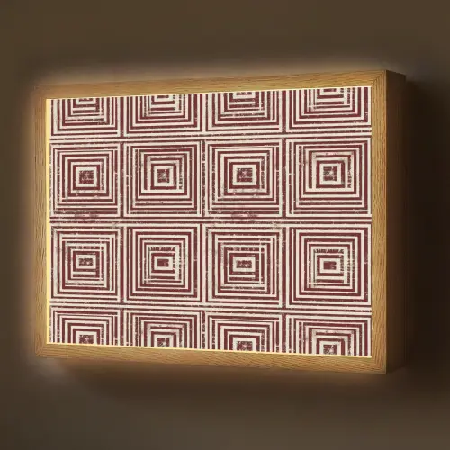 Geometrisch - Patroon - Rood Light Box met batterij (Wandlamp) middel 907 -z3d_website