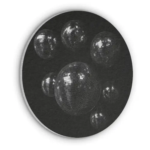 Discoballen - Minimalistisch - Zwart Akoestische PET Vilt - Rond klein -3d