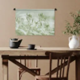 Grassen - Minimalistisch - Groen Wandkleed katoen klein -sfeer6