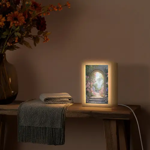 Doorkijk - Rozen - Vintage - Bloemen Light Box met kabel (Tafellamp) klein -sfeer4