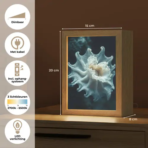 Zeewezen - Wit - Golven - Water Light Box met kabel (Tafellamp) klein -USP_NL