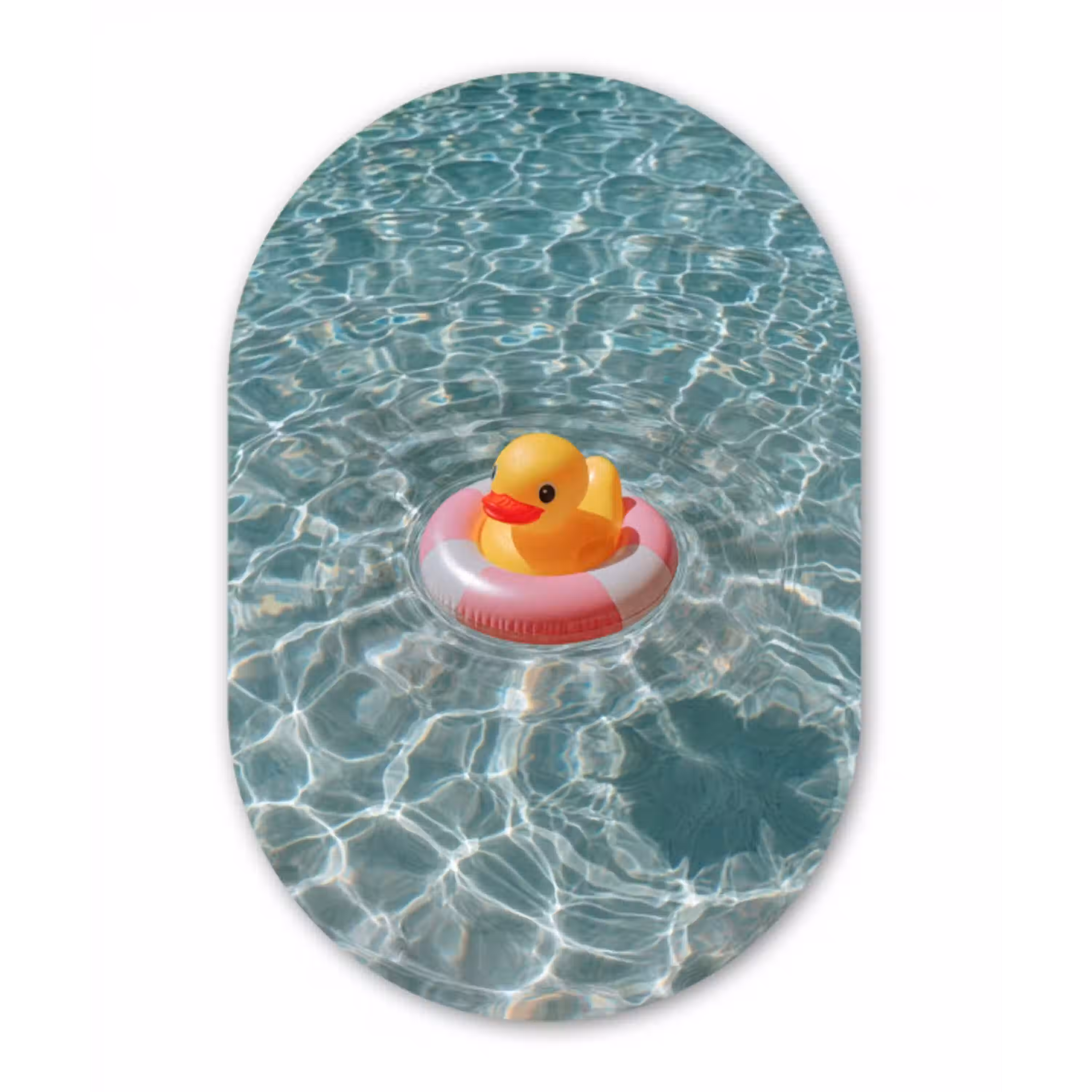 Badeend - Zwemband - Geel Wandcirkel Ovaal Aluminium middel -3d