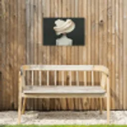 Vrouw - Beige - hoed Tuinposter op houten frame 2 cm dik klein -sfeer4